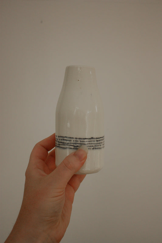Studio pottery banded milk bottle vase