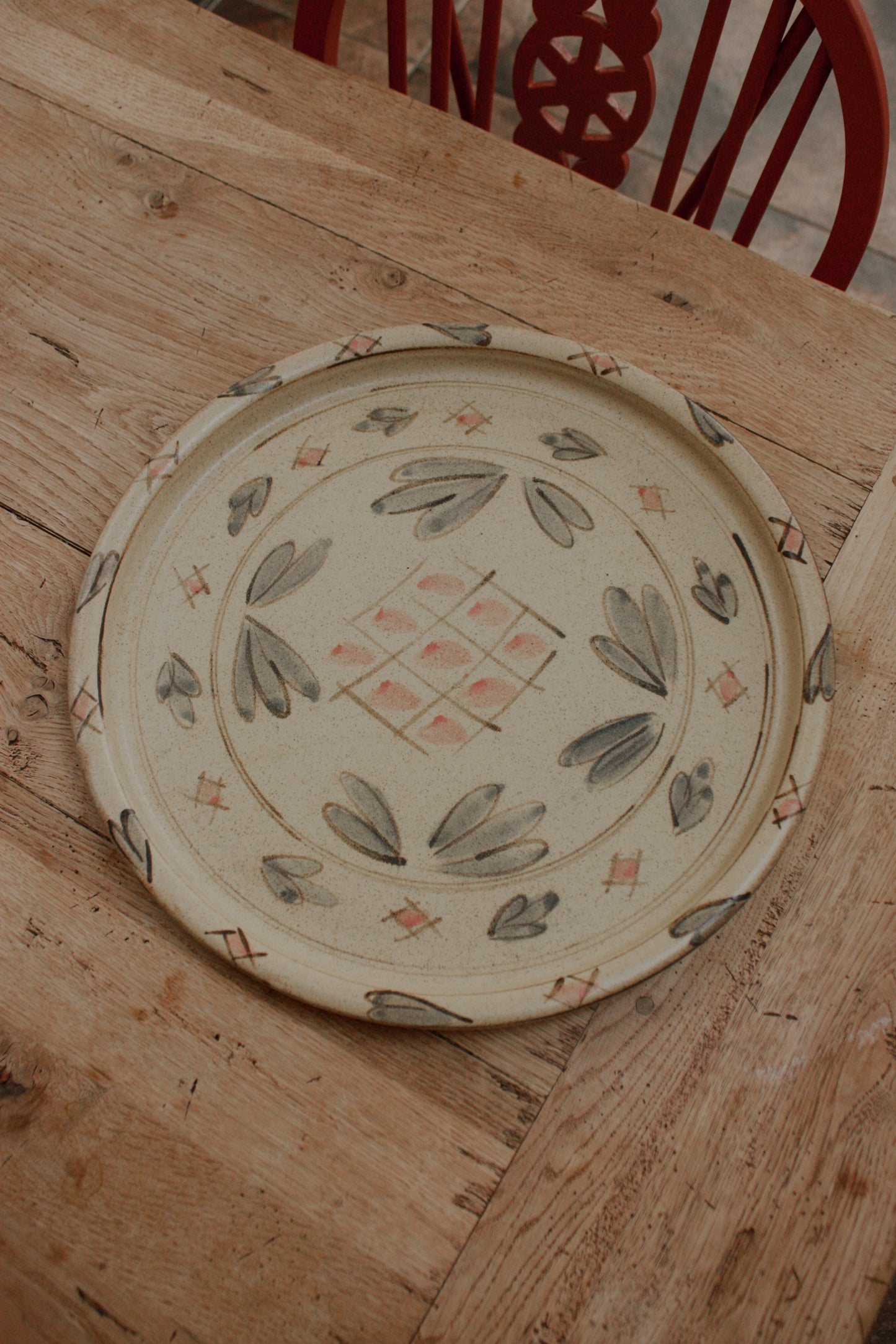 Vintage hand painted charger tray