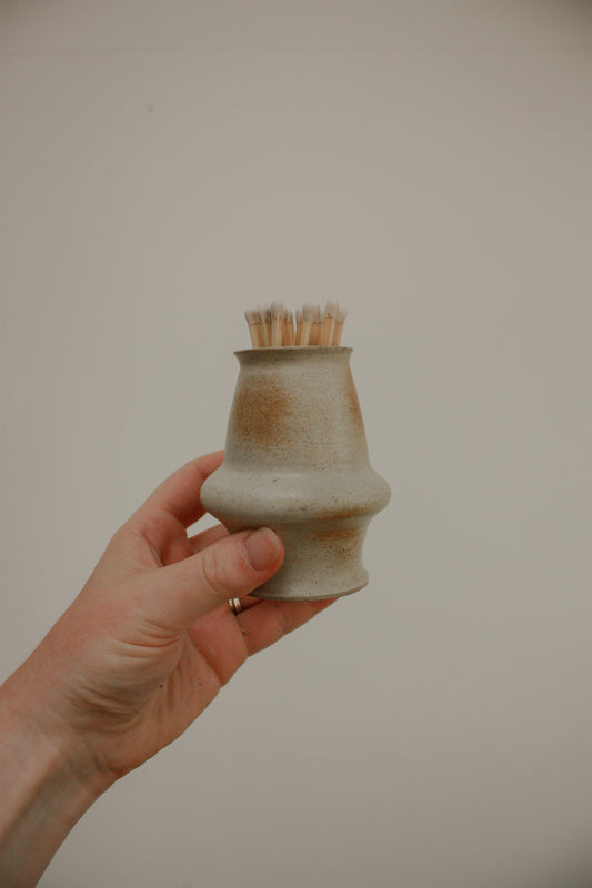 Vintage studio pottery rustic match pot
