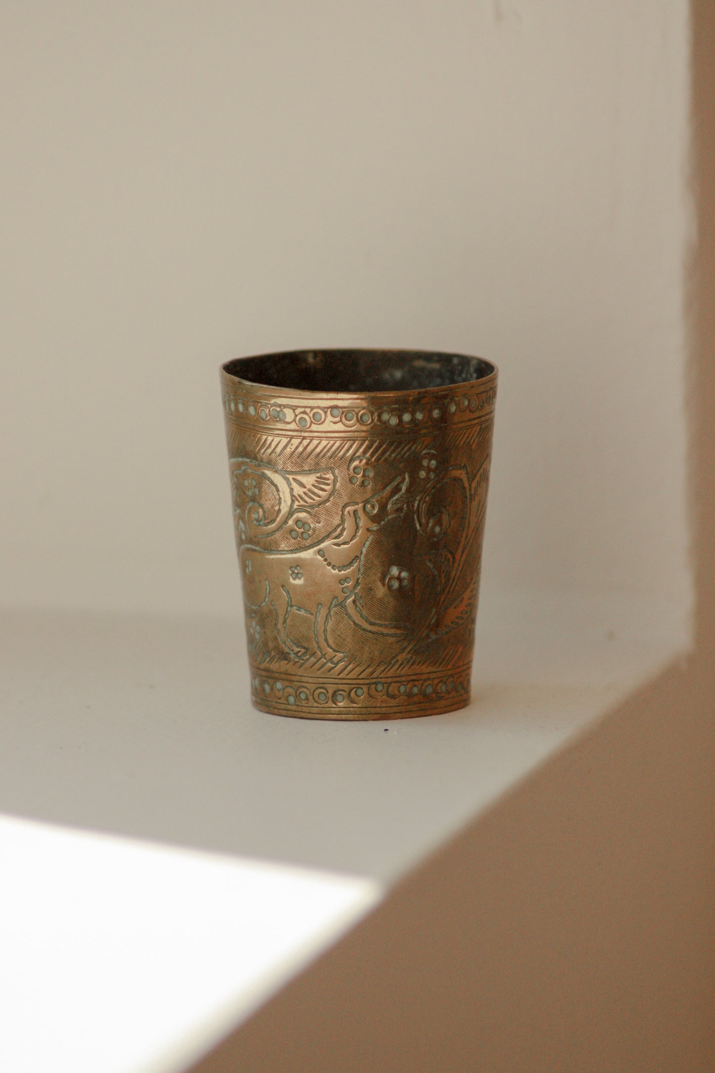 Vintage Indian brass lassi cup / match pot