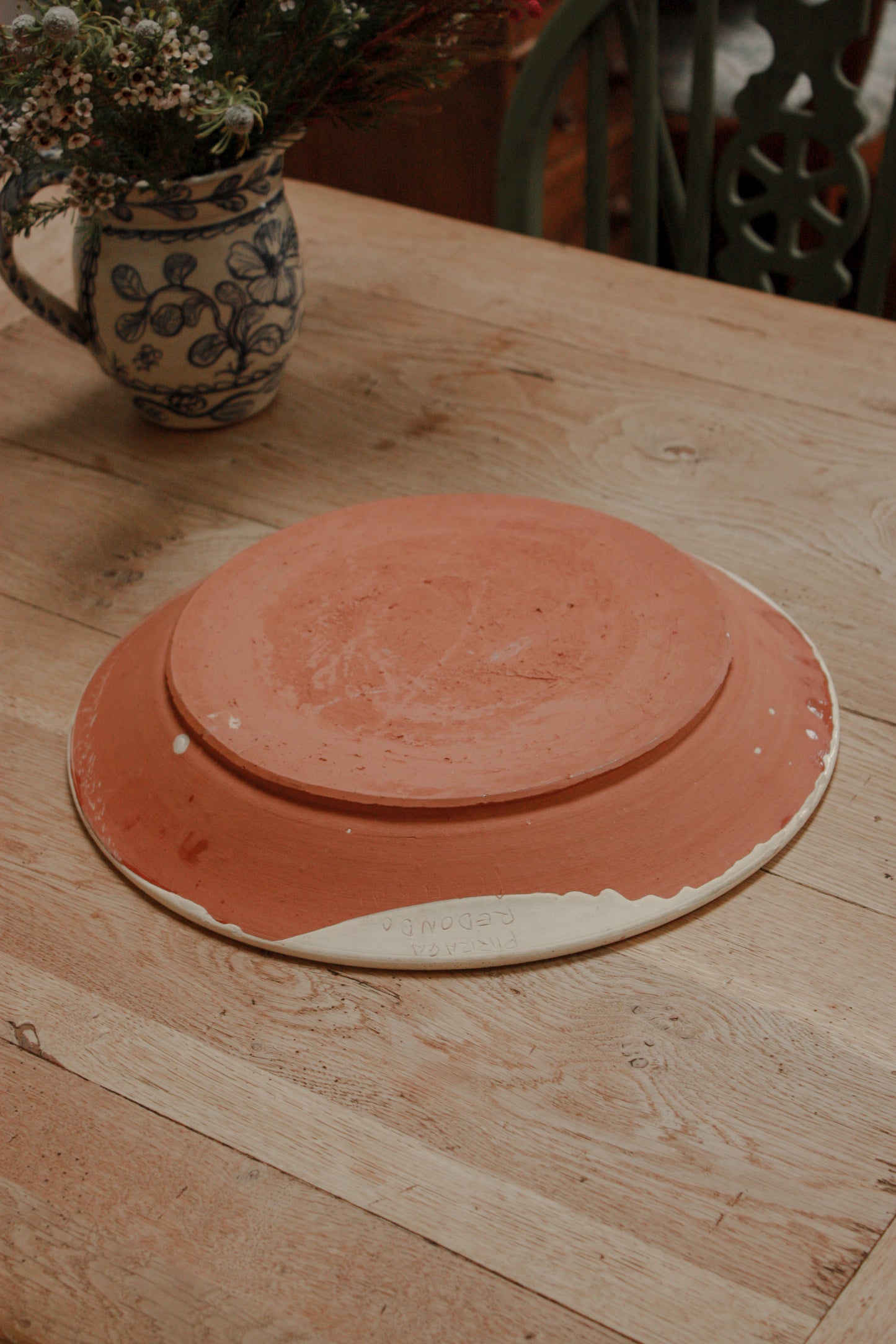 Large art pottery hand painted bowl