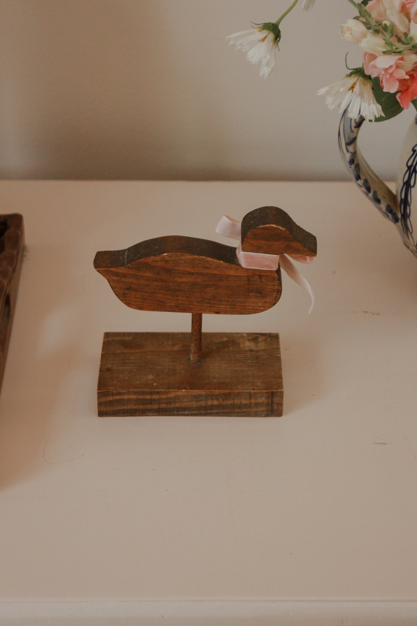 Vintage folk art duck sculpture