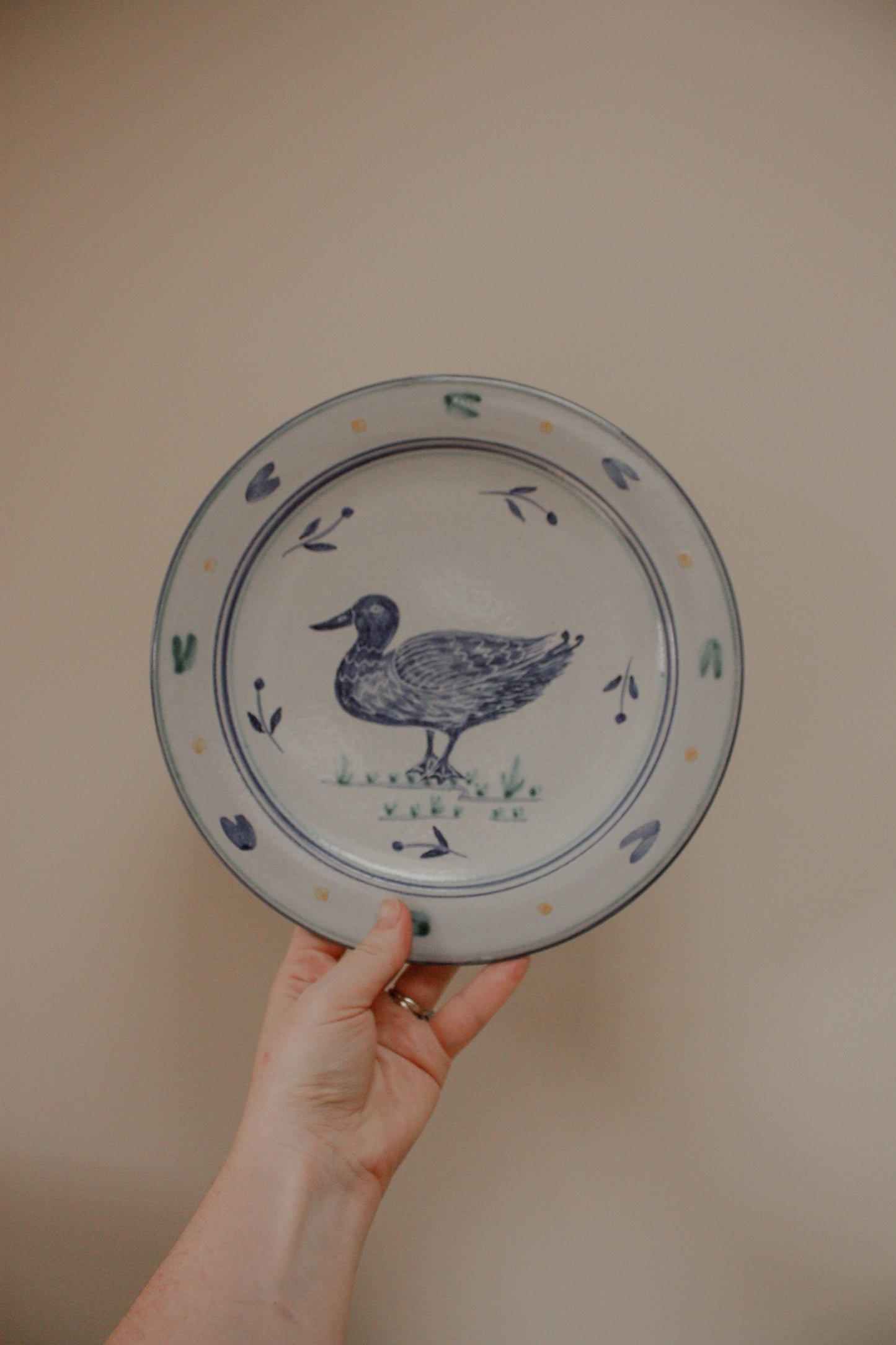 Vintage Delft duck hand painted plate (De Blauwe Tulp)