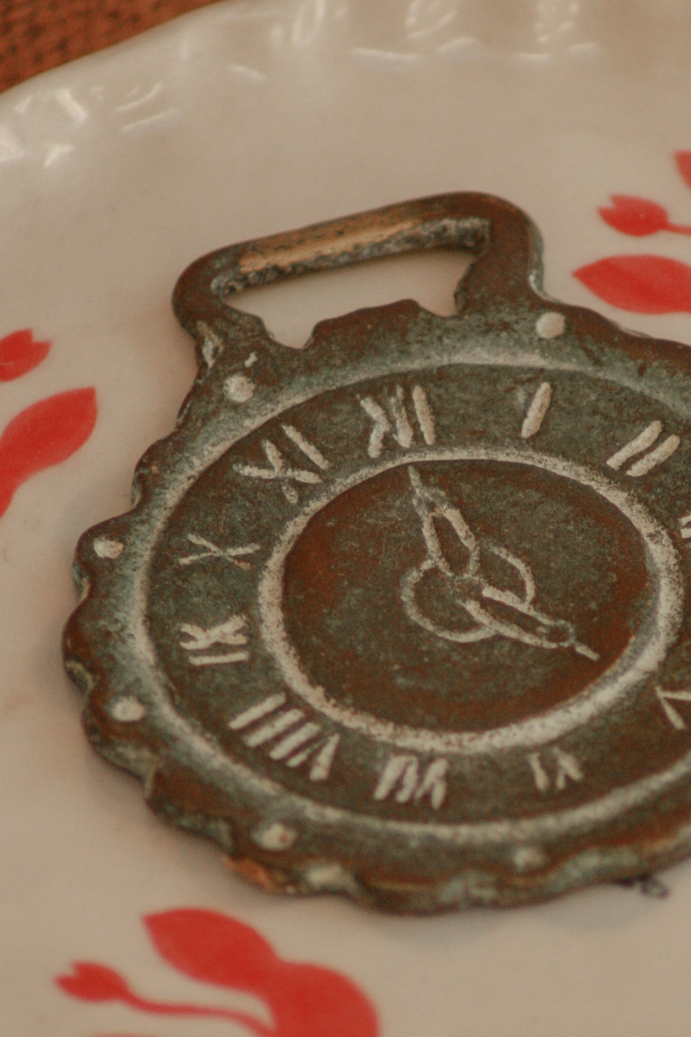 Vintage aged horse brass - clock design
