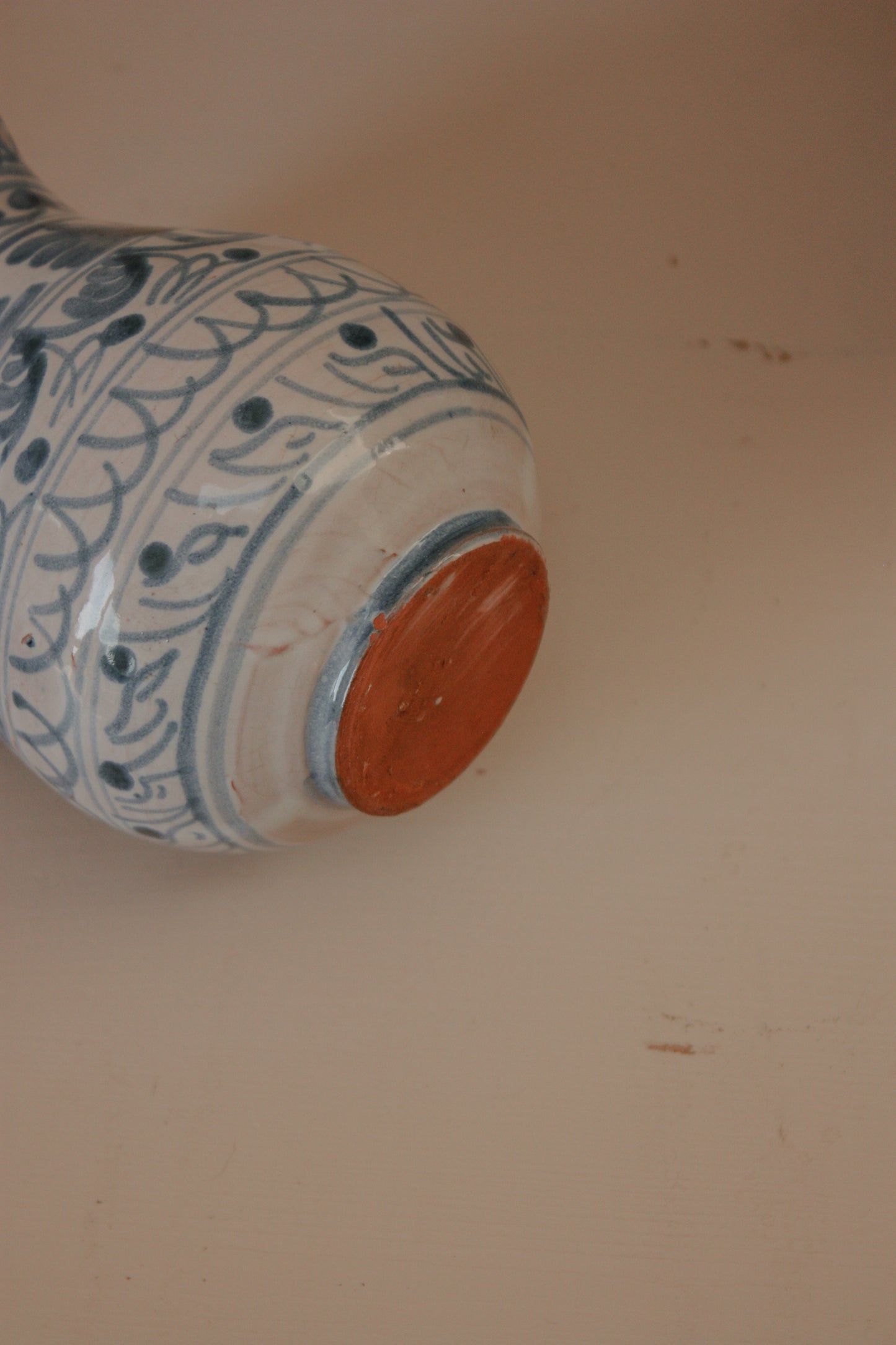 Vintage hand painted blue and white jug