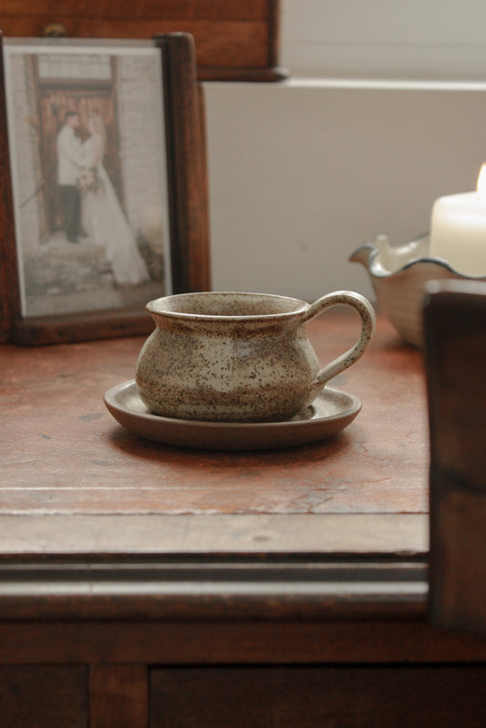 Vintage studio pottery espresso cup and saucer