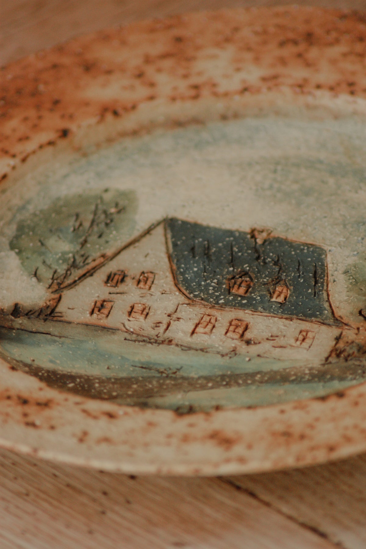 vintage art pottery wall plate - Hubert Du Roscoat
