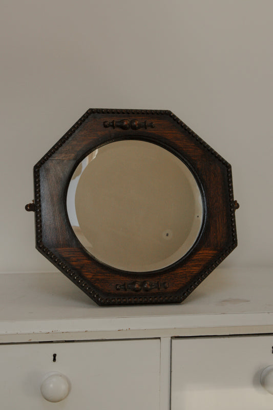Vintage hexagon bobbin mirror