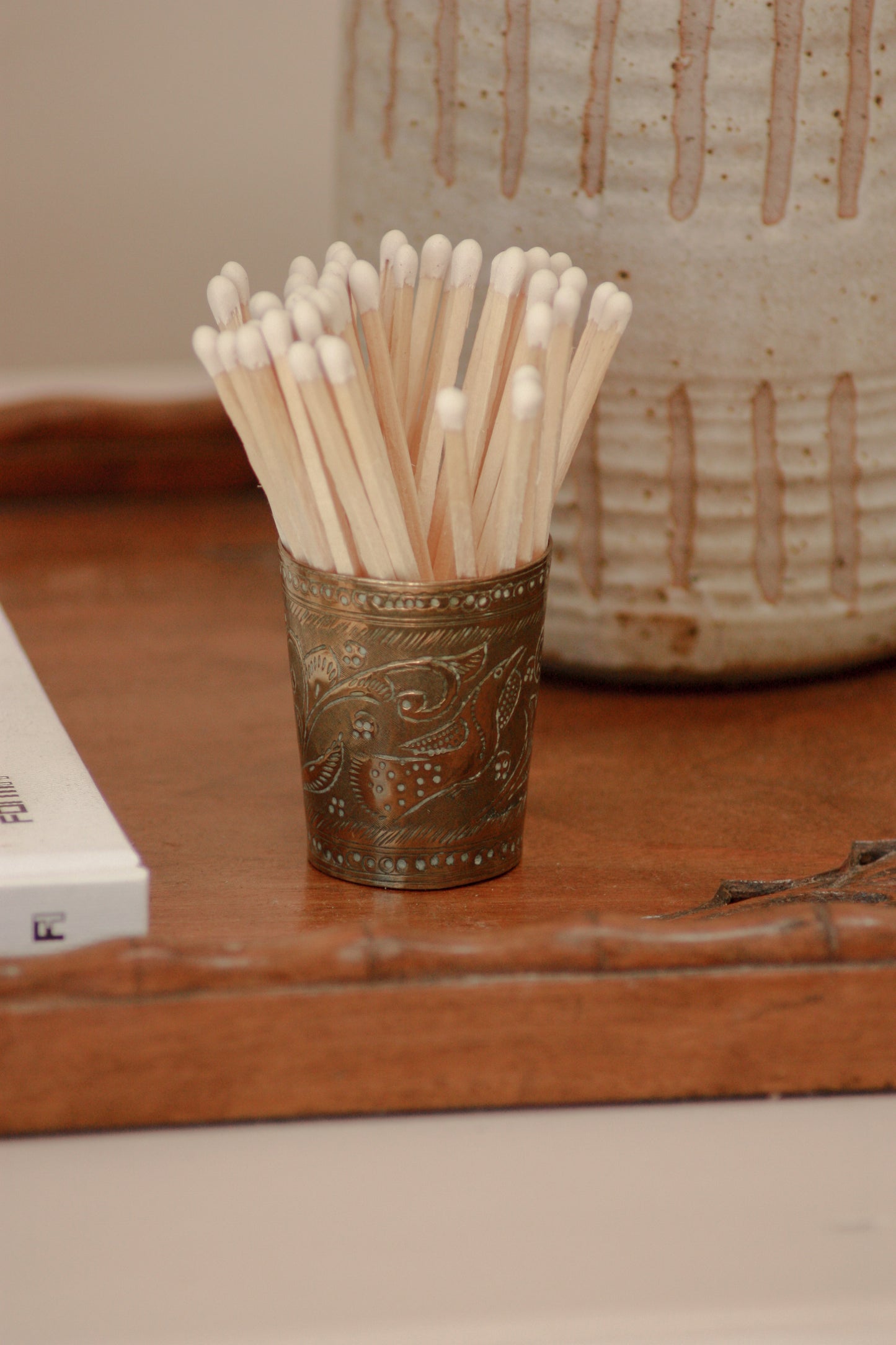 Vintage Indian brass lassi cup / match pot