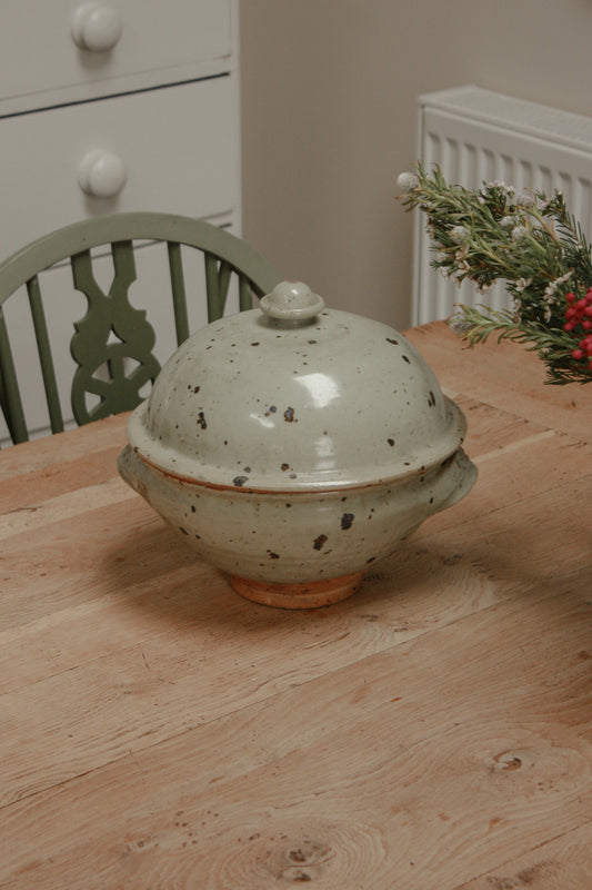 Vintage French studio pottery lidded pot