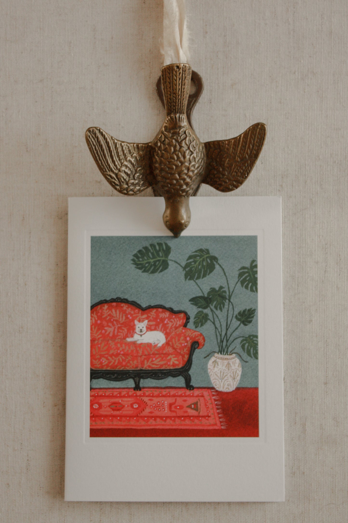 Vintage brass pigeon letter clip