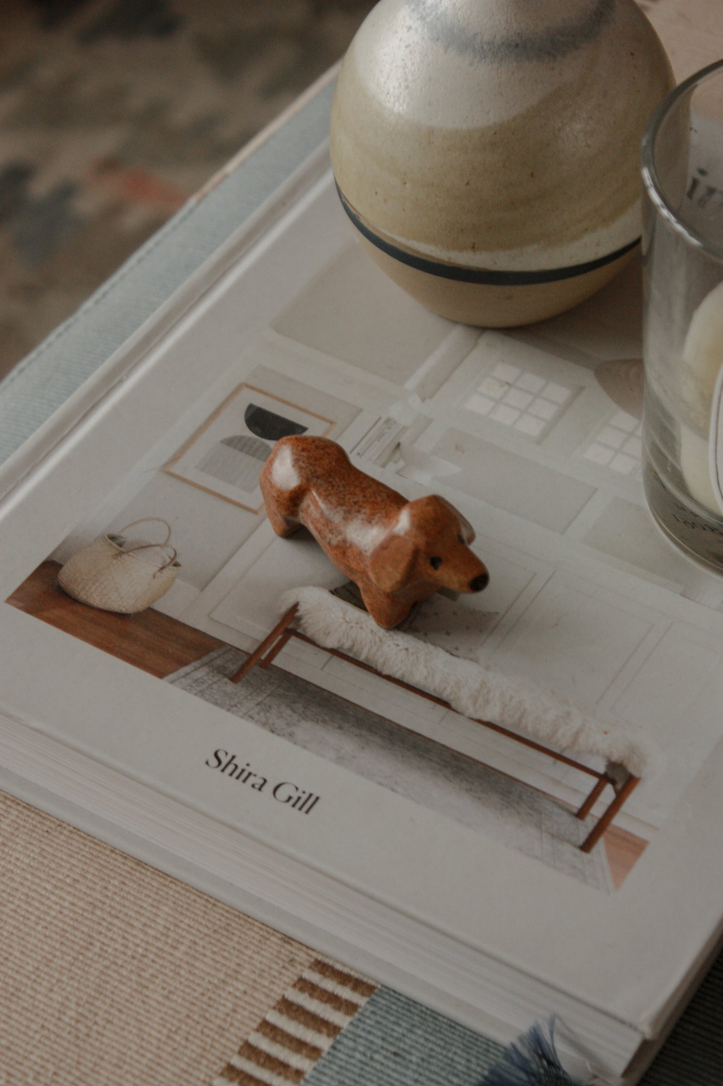 Vintage studio pottery sausage dog sculpture