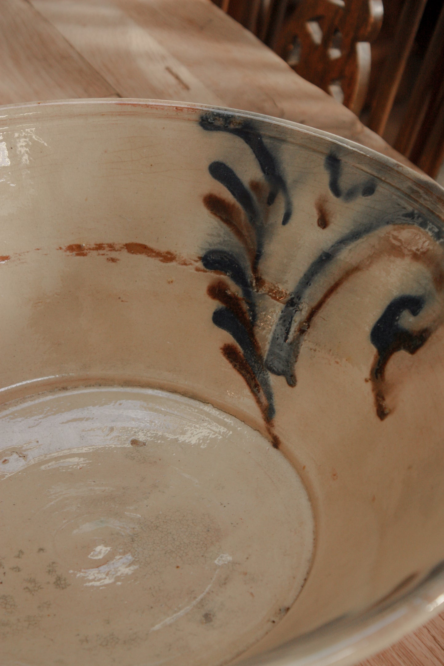 Antique glazed terracotta bowl