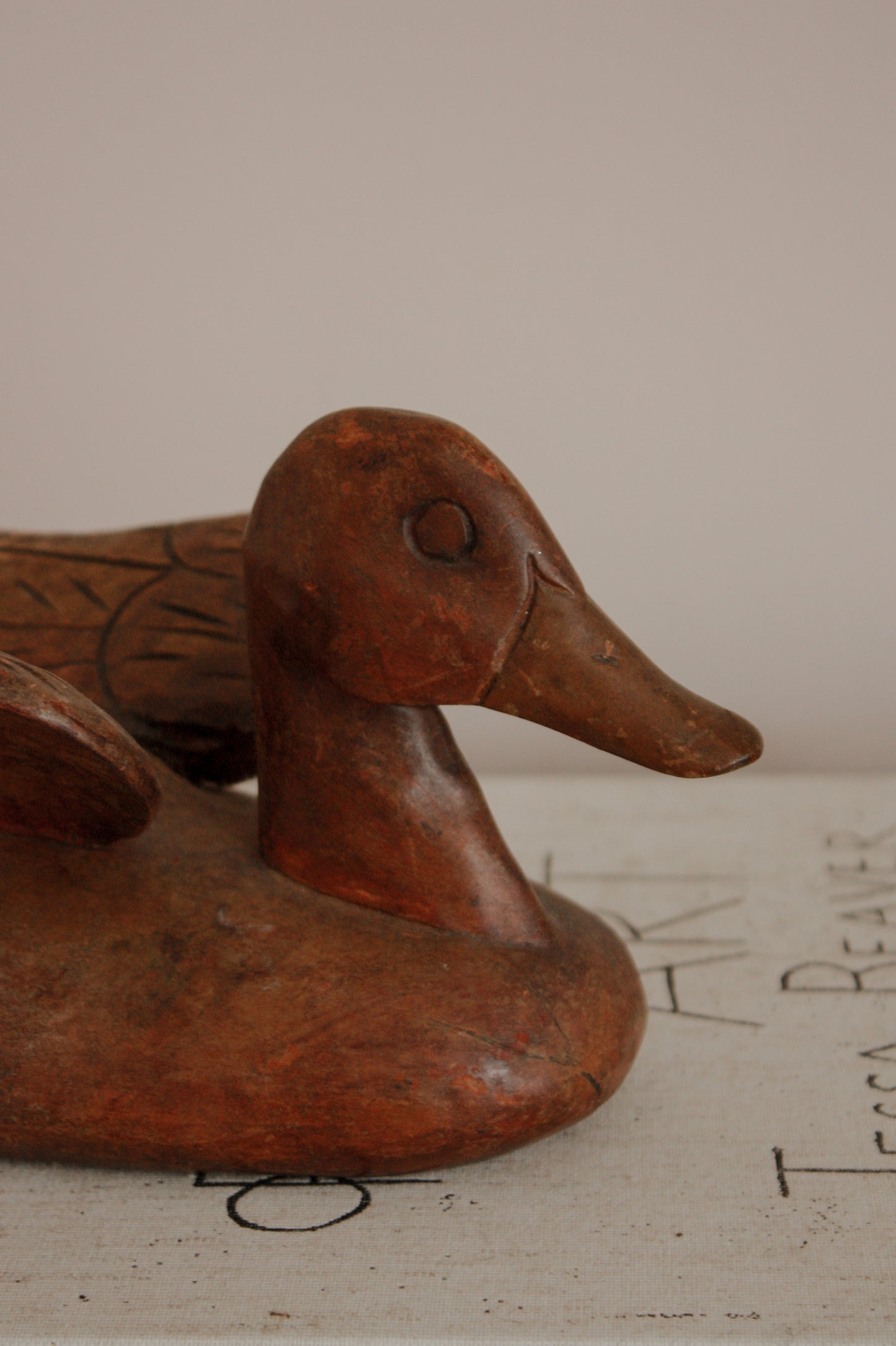 Vintage hand carved wooden duck
