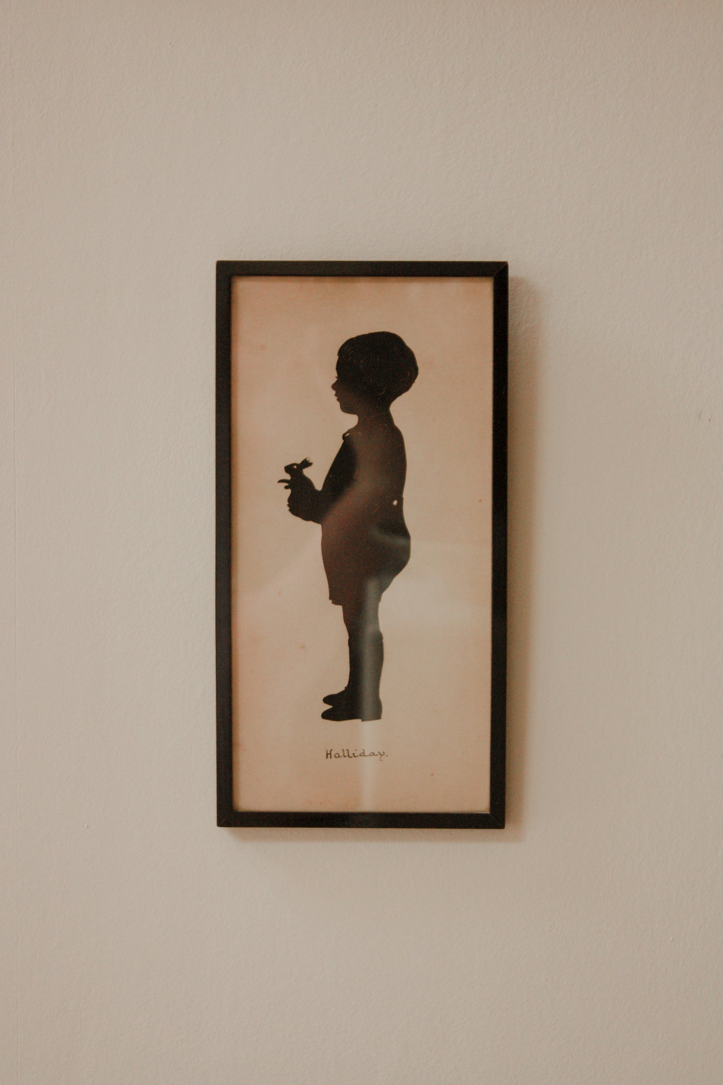 Vintage hand cut silhouette - a boy and his bunny