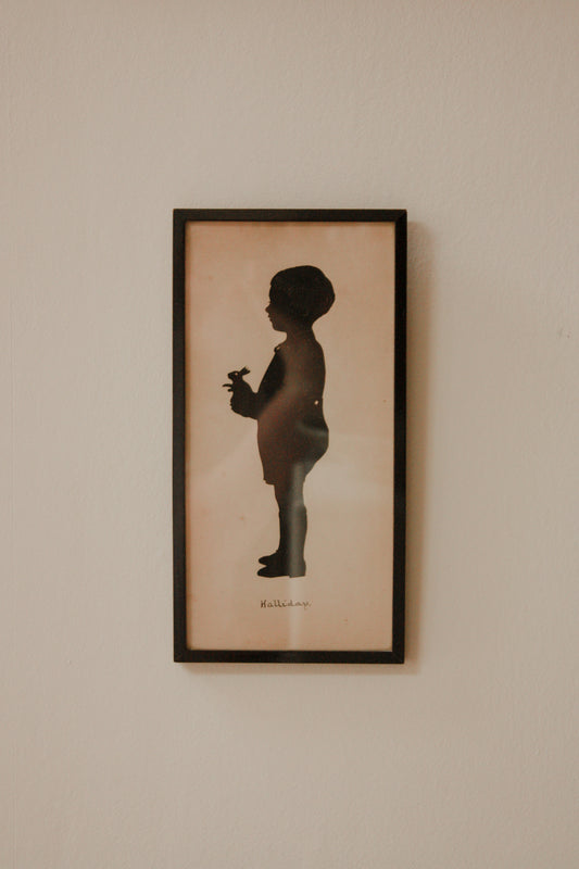 Vintage hand cut silhouette - a boy and his bunny
