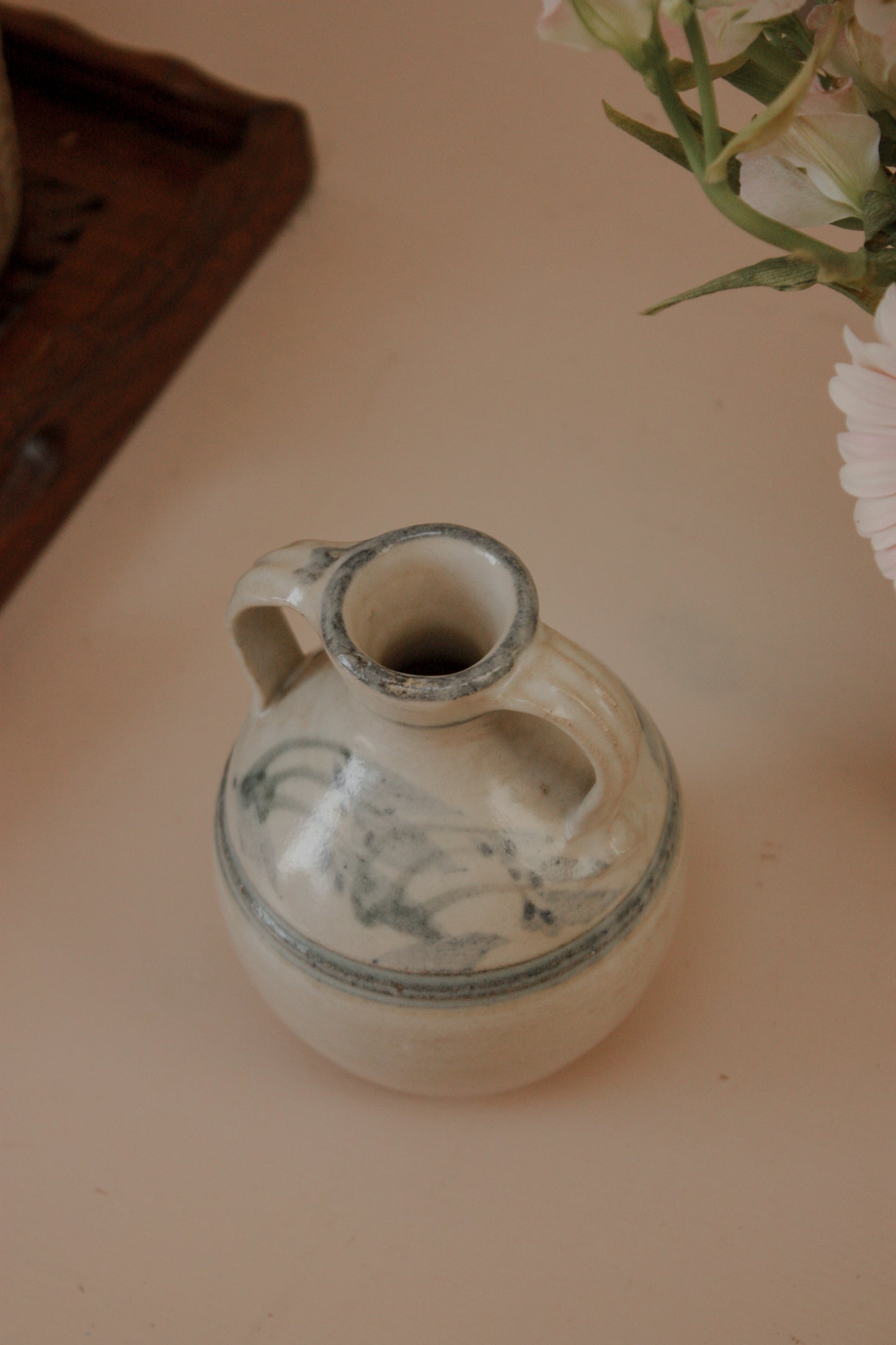 Vintage studio pottery double handled amphora vessel