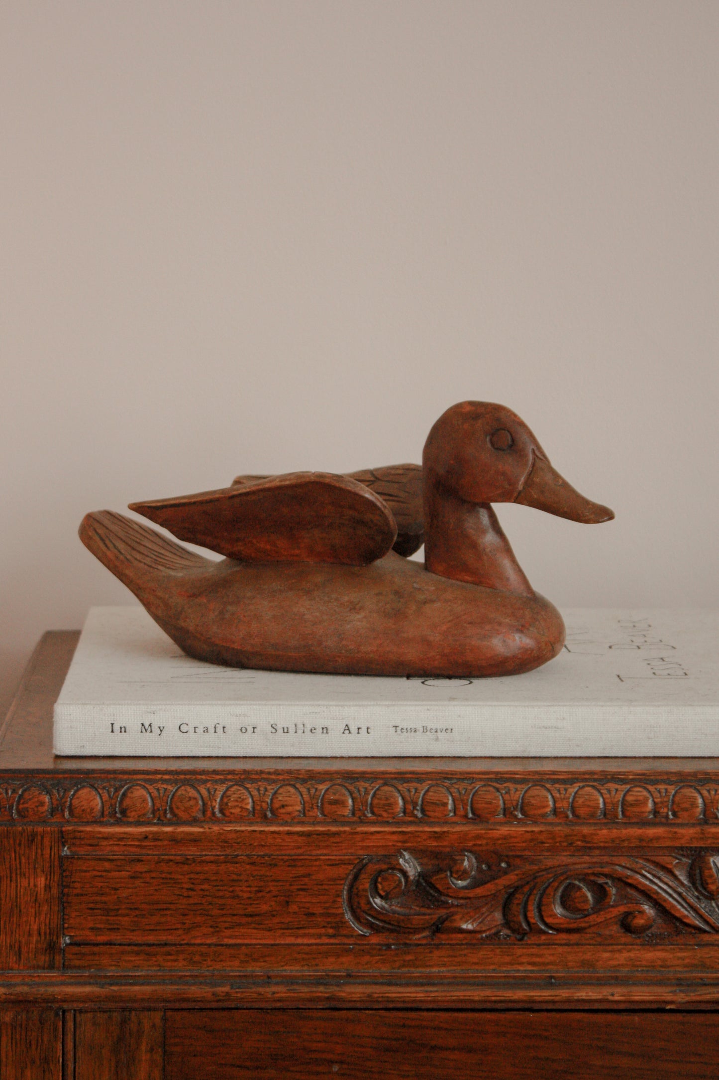 Vintage hand carved wooden duck