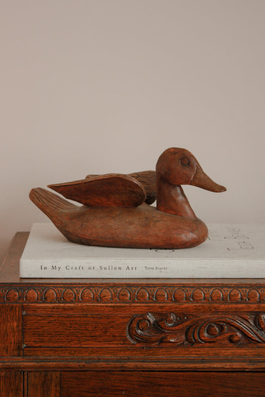 Vintage hand carved wooden duck