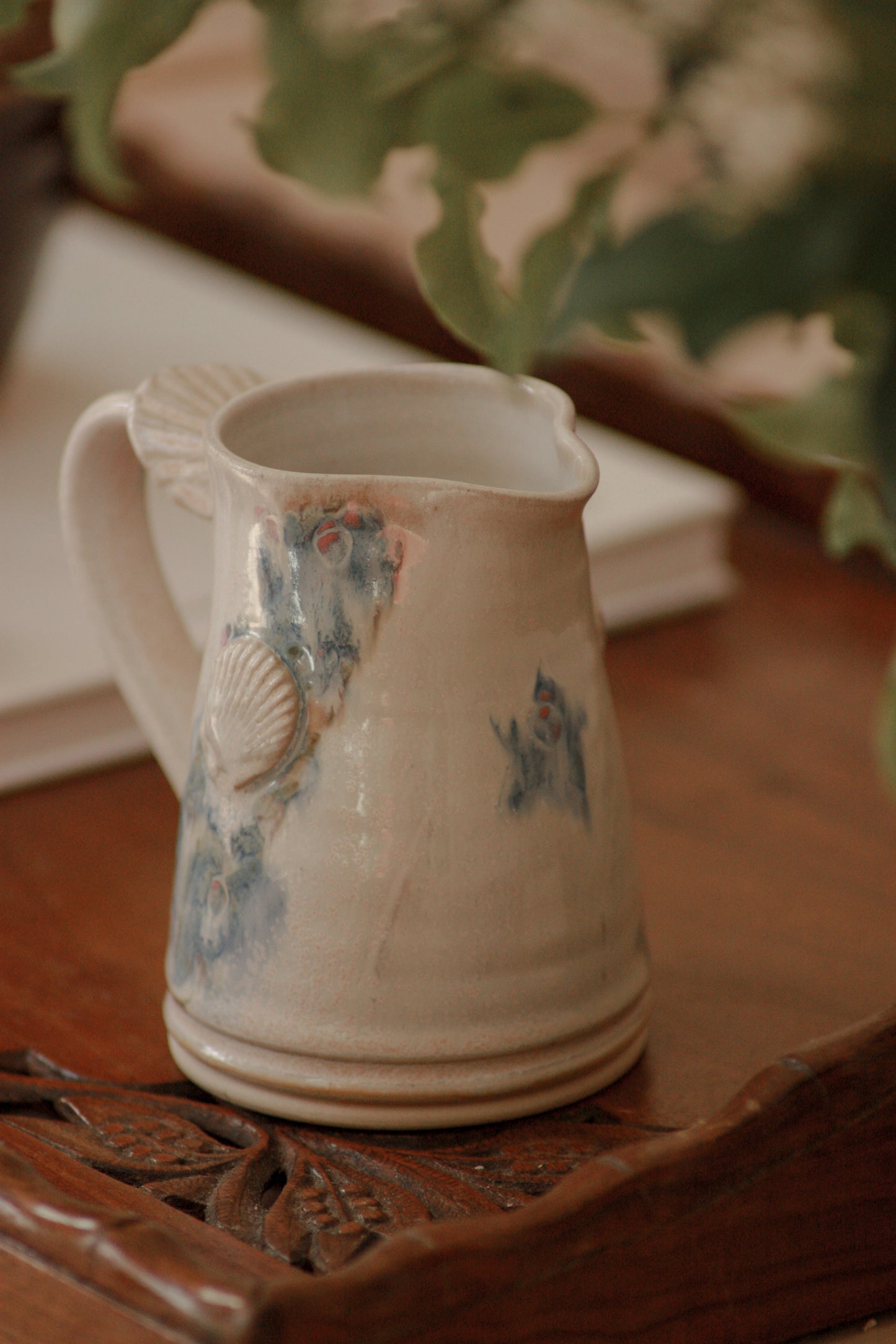Vintage studio pottery shell creamer - Brenda Wright