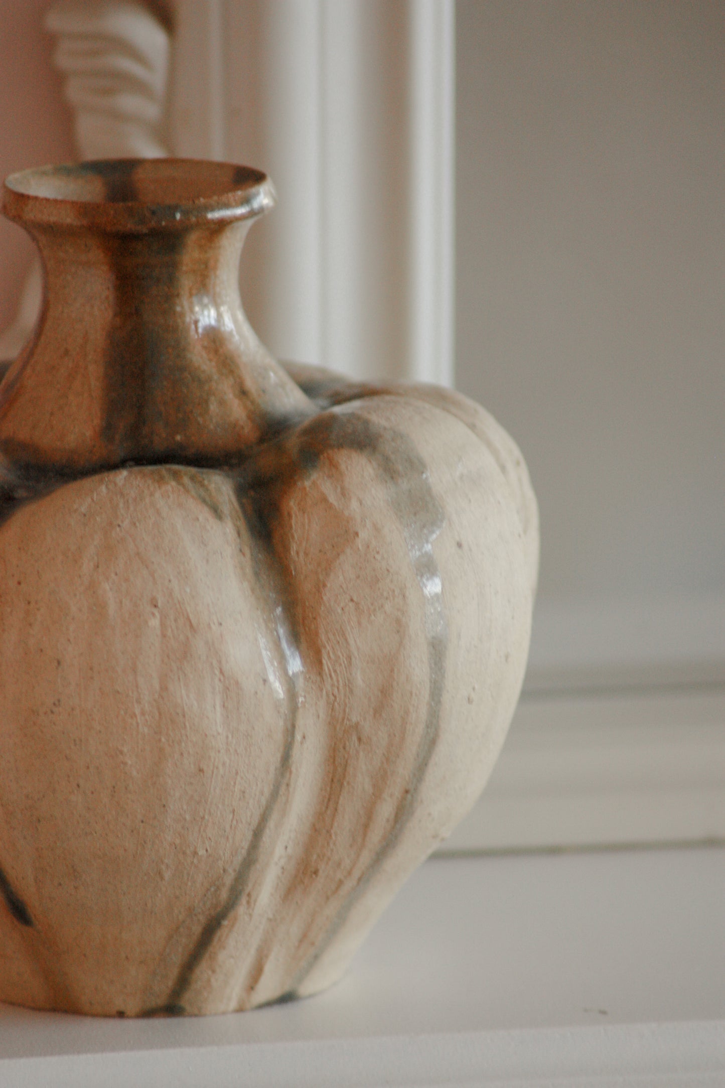Vintage studio pottery drip glaze gourd pot