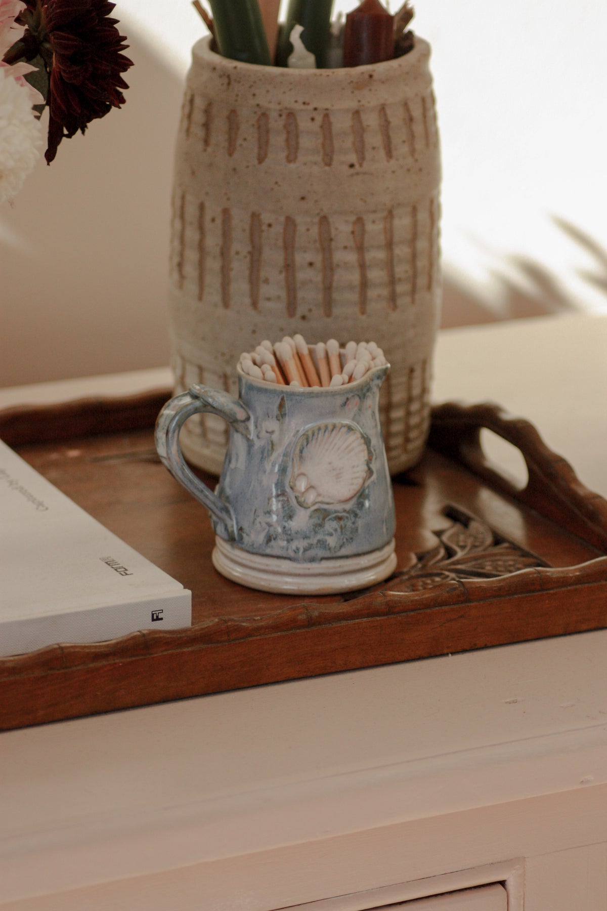 Vintage studio pottery shell creamer - Brenda Wright