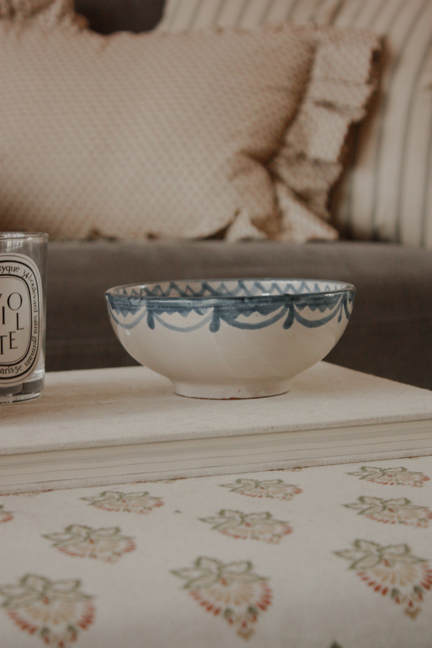Vintage Spanish Fajalauza Granada Pottery bowl