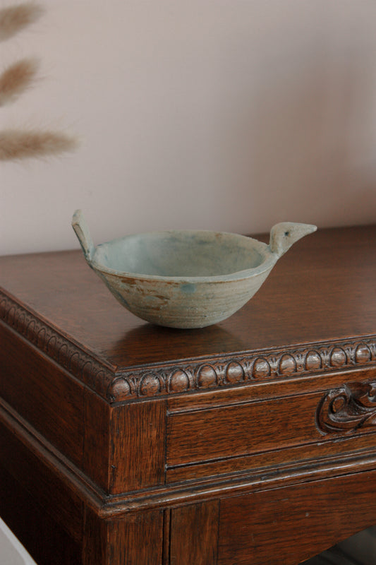 Vintage art pottery bird bowl