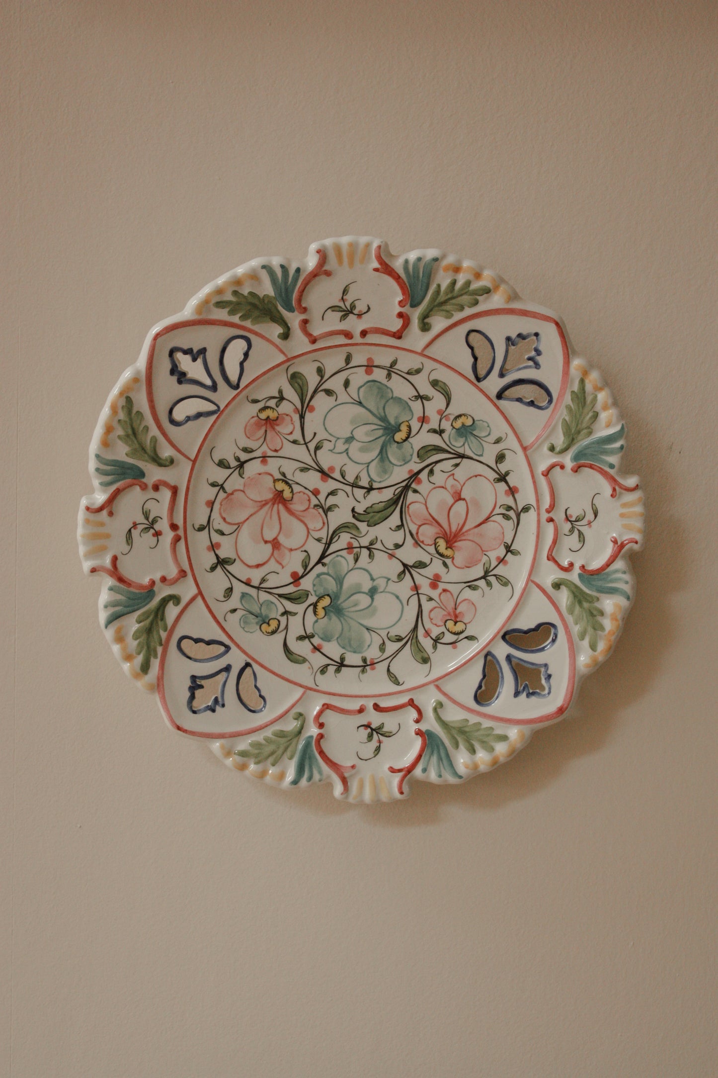 Vintage Portuguese hand painted wall plate