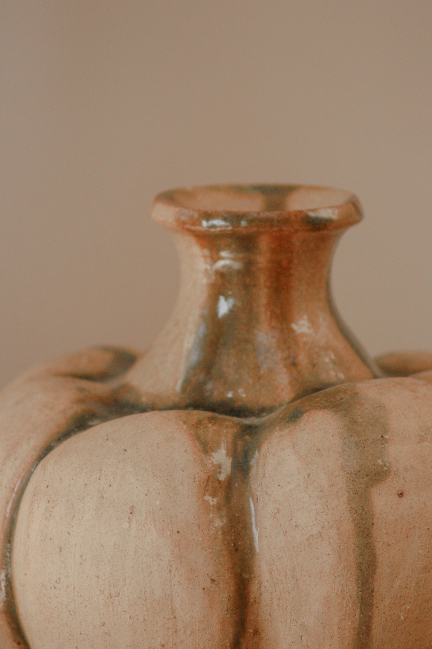 Vintage studio pottery drip glaze gourd pot