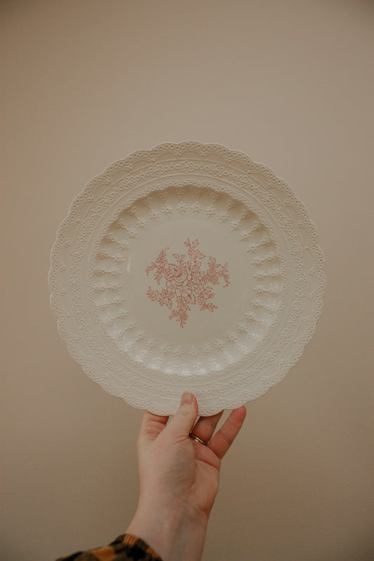 Vintage Spode plate with delicate lace design
