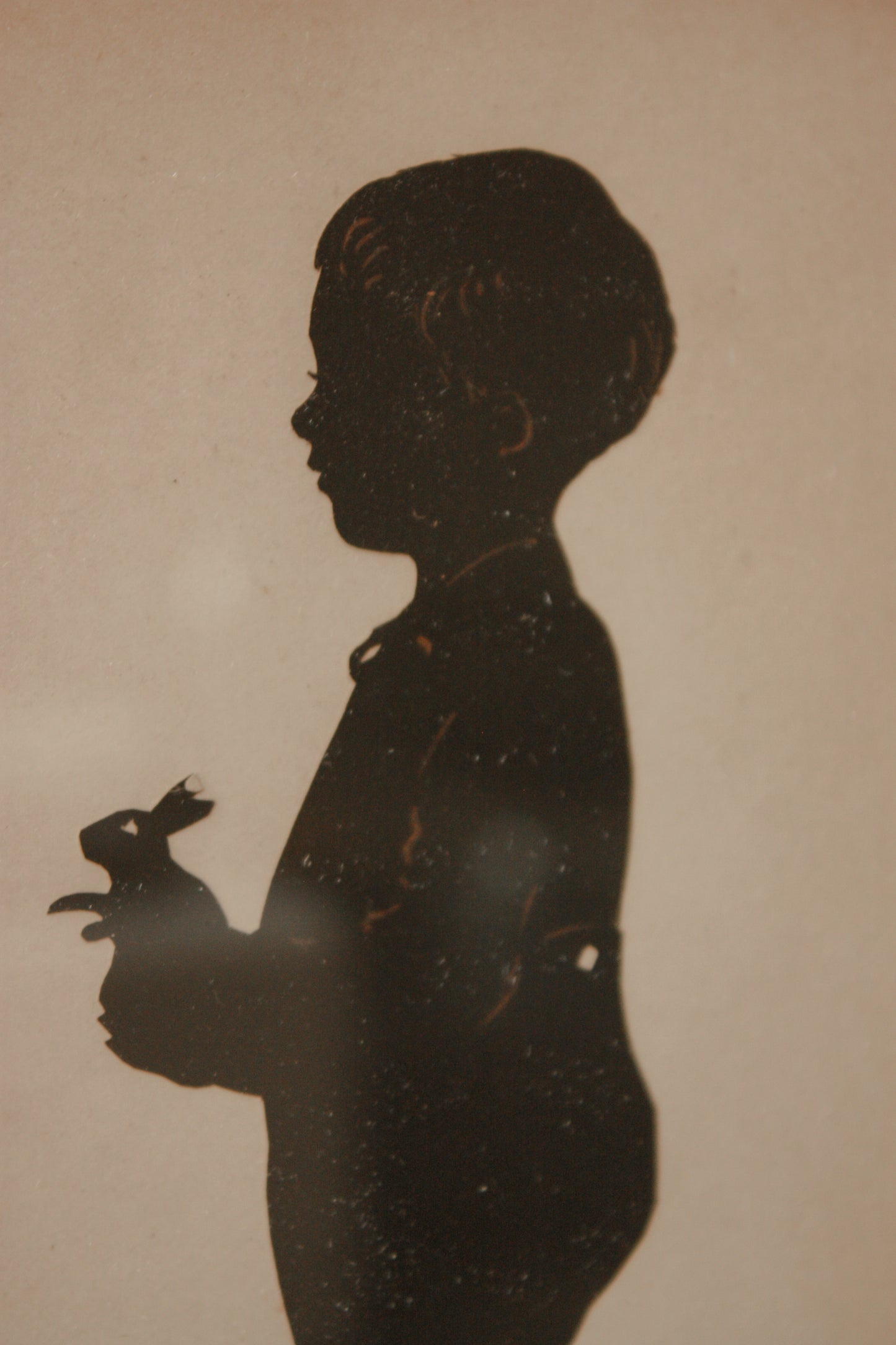 Vintage hand cut silhouette - a boy and his bunny