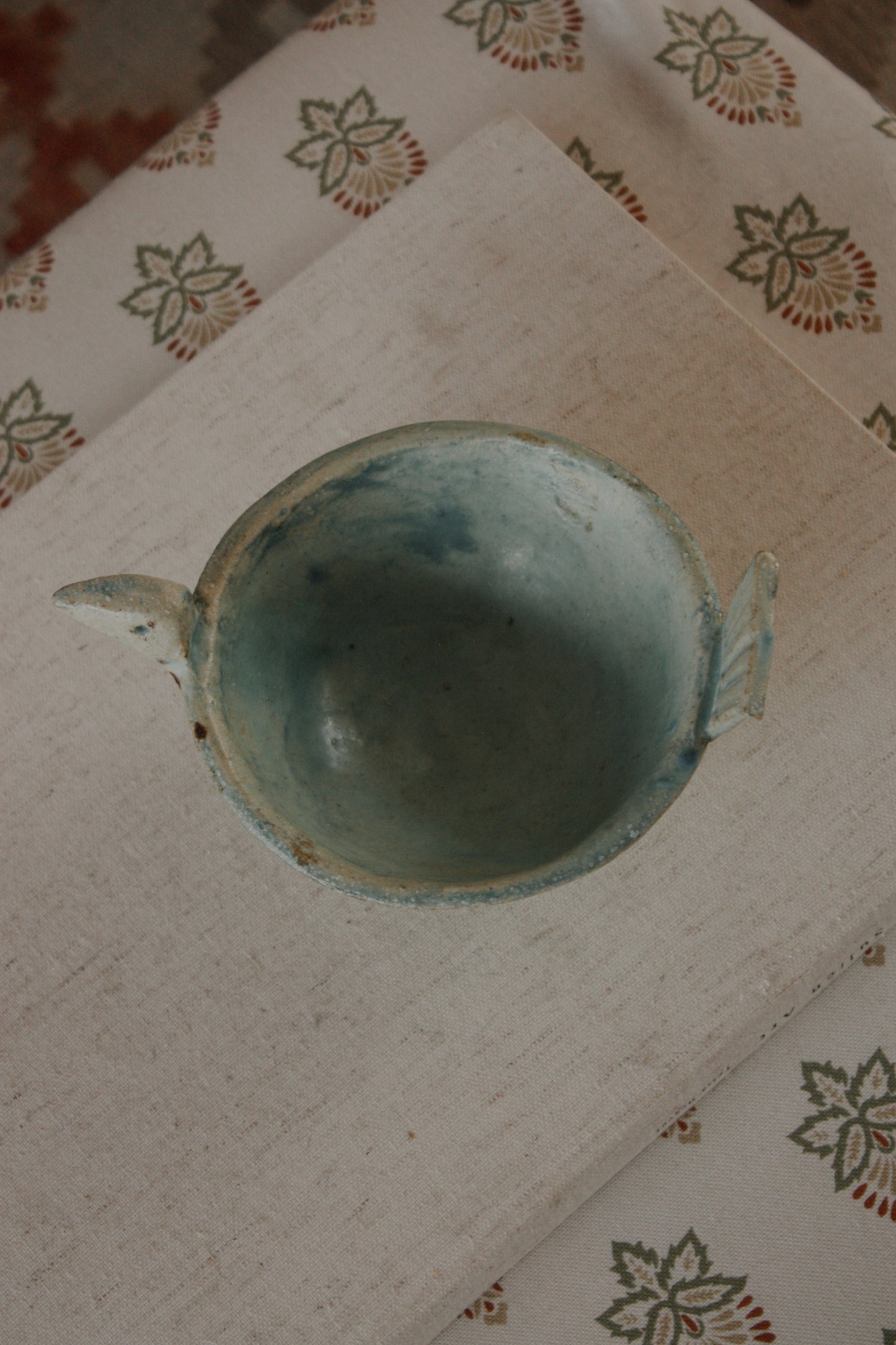 Vintage art pottery bird bowl
