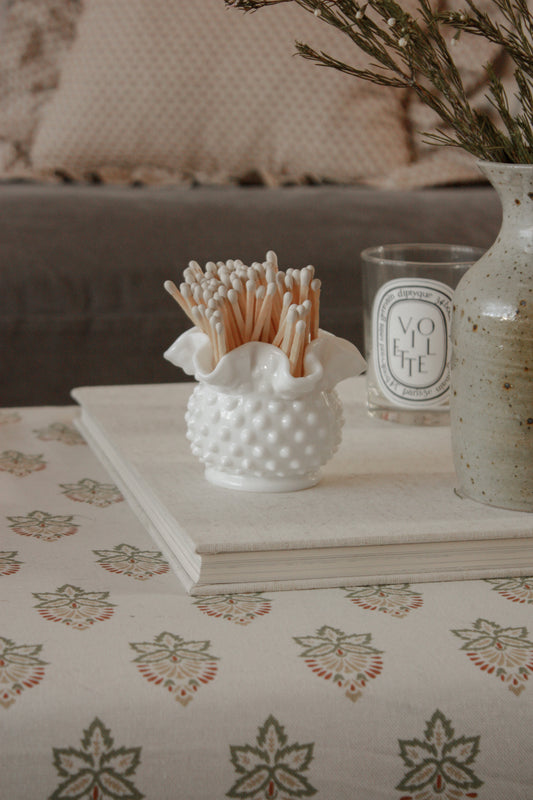 Vintage ruffled glass pot