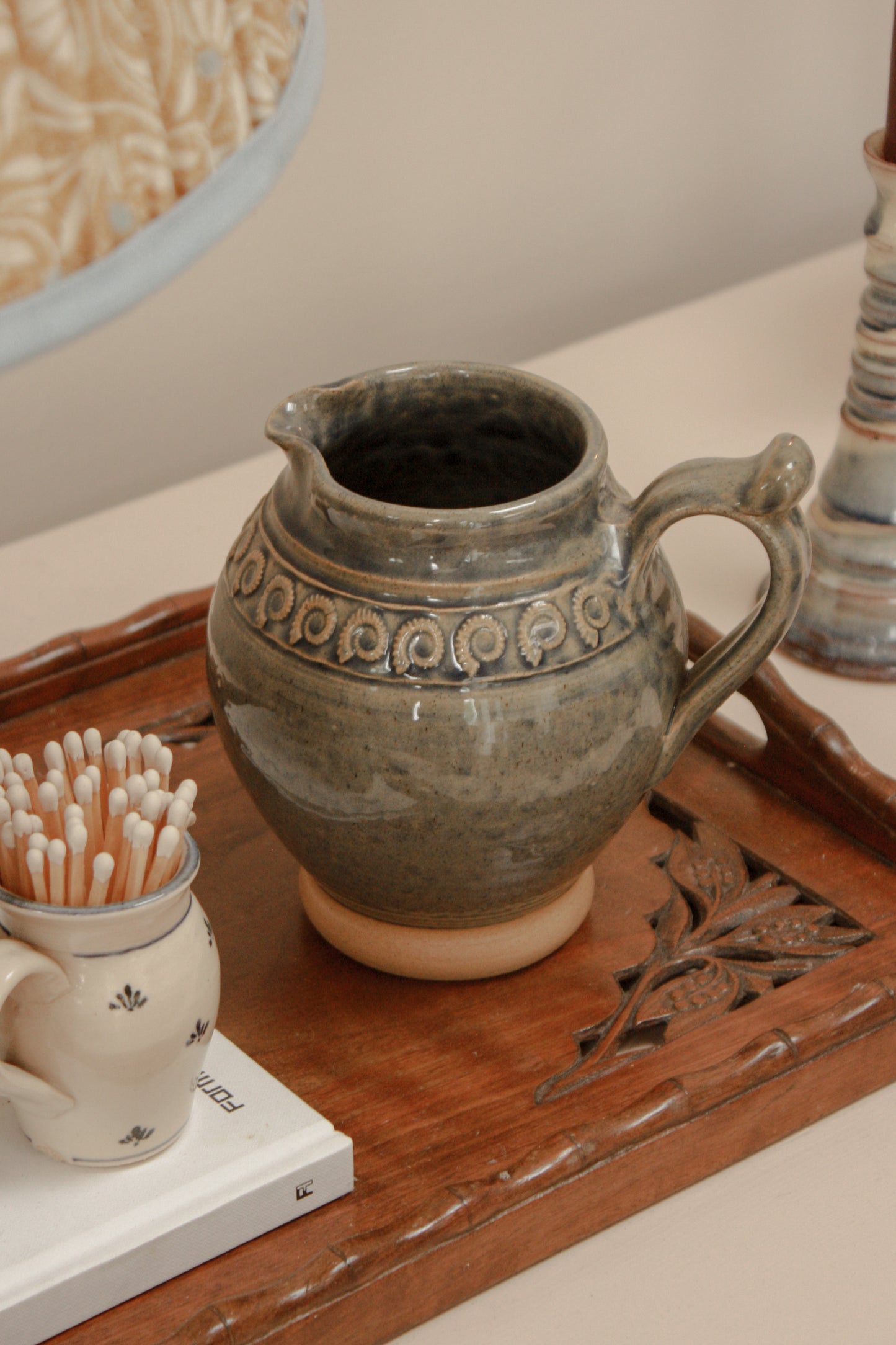 Studio pottery ammonite pitcher