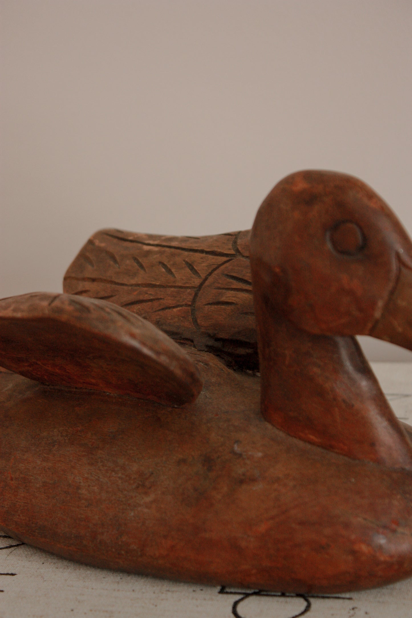 Vintage hand carved wooden duck