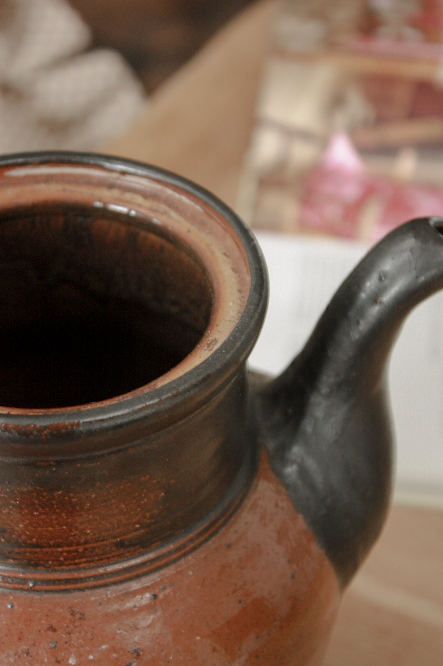 Vintage large French stoneware coffee pot