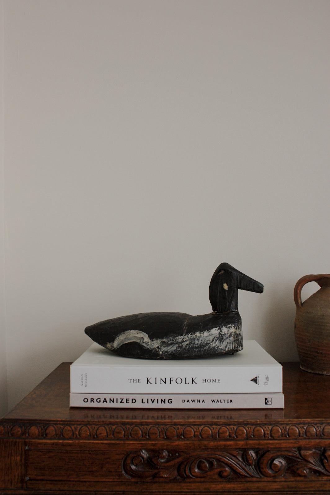 Vintage hand carved wooden decoy goose