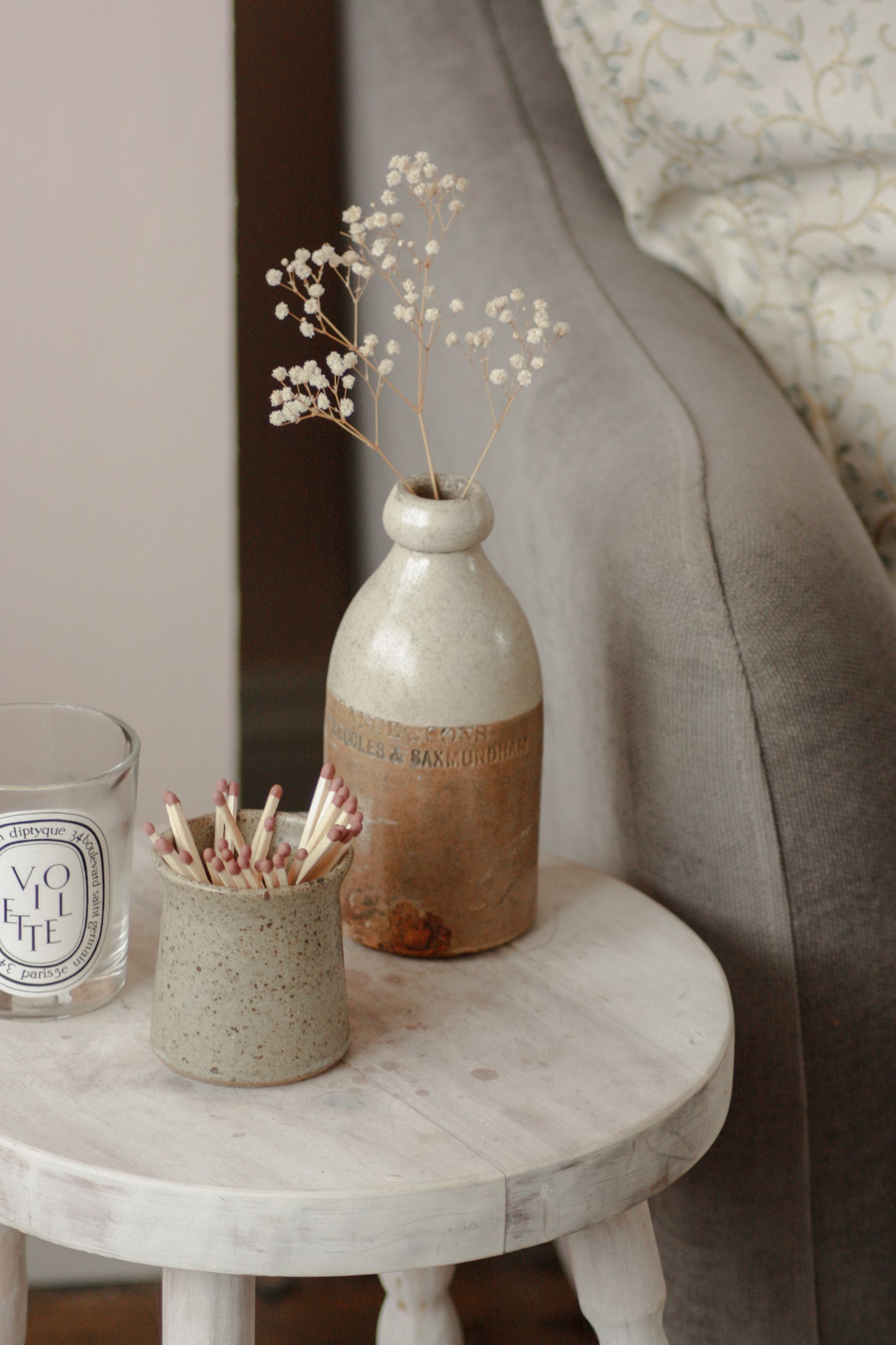 Vintage two tone rustic stoneware bottle