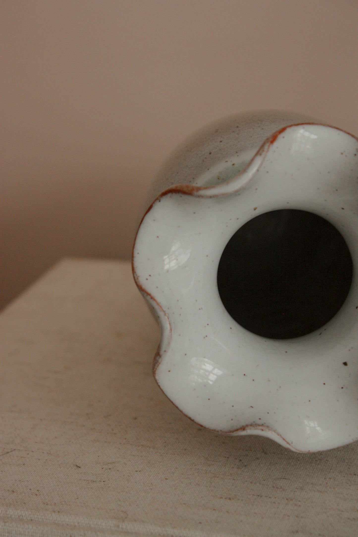 Vintage studio pottery ruffle rim pot