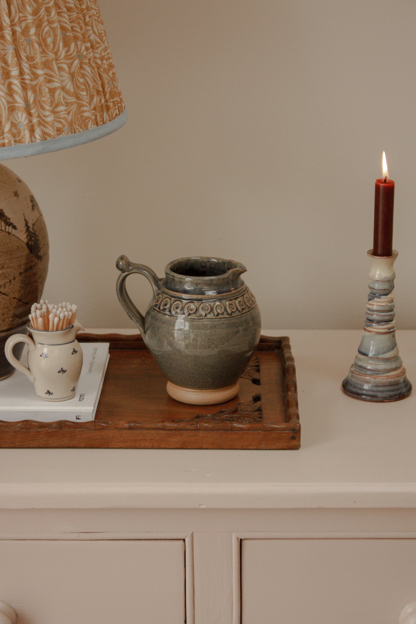 Studio pottery ammonite pitcher