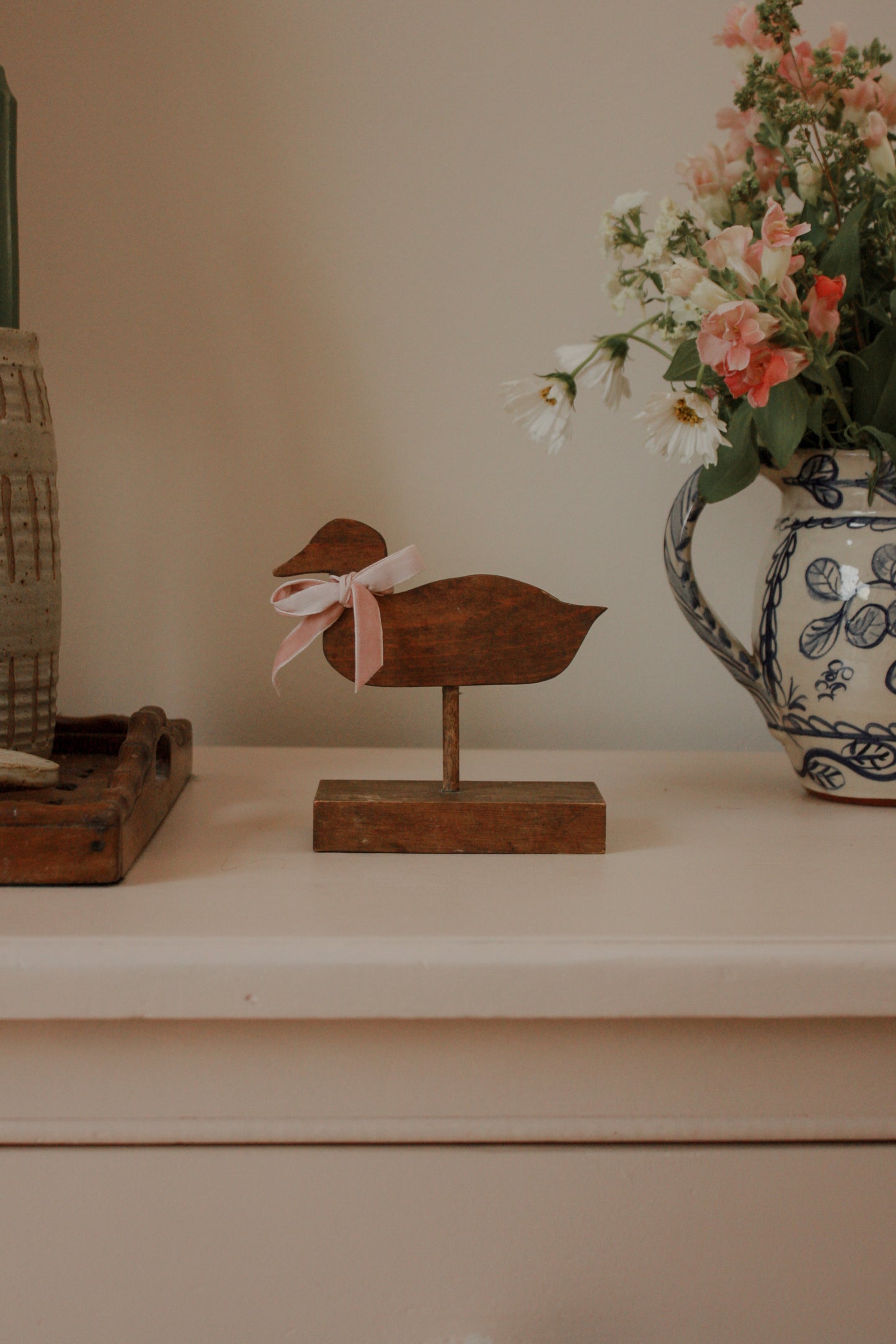 Vintage folk art duck sculpture