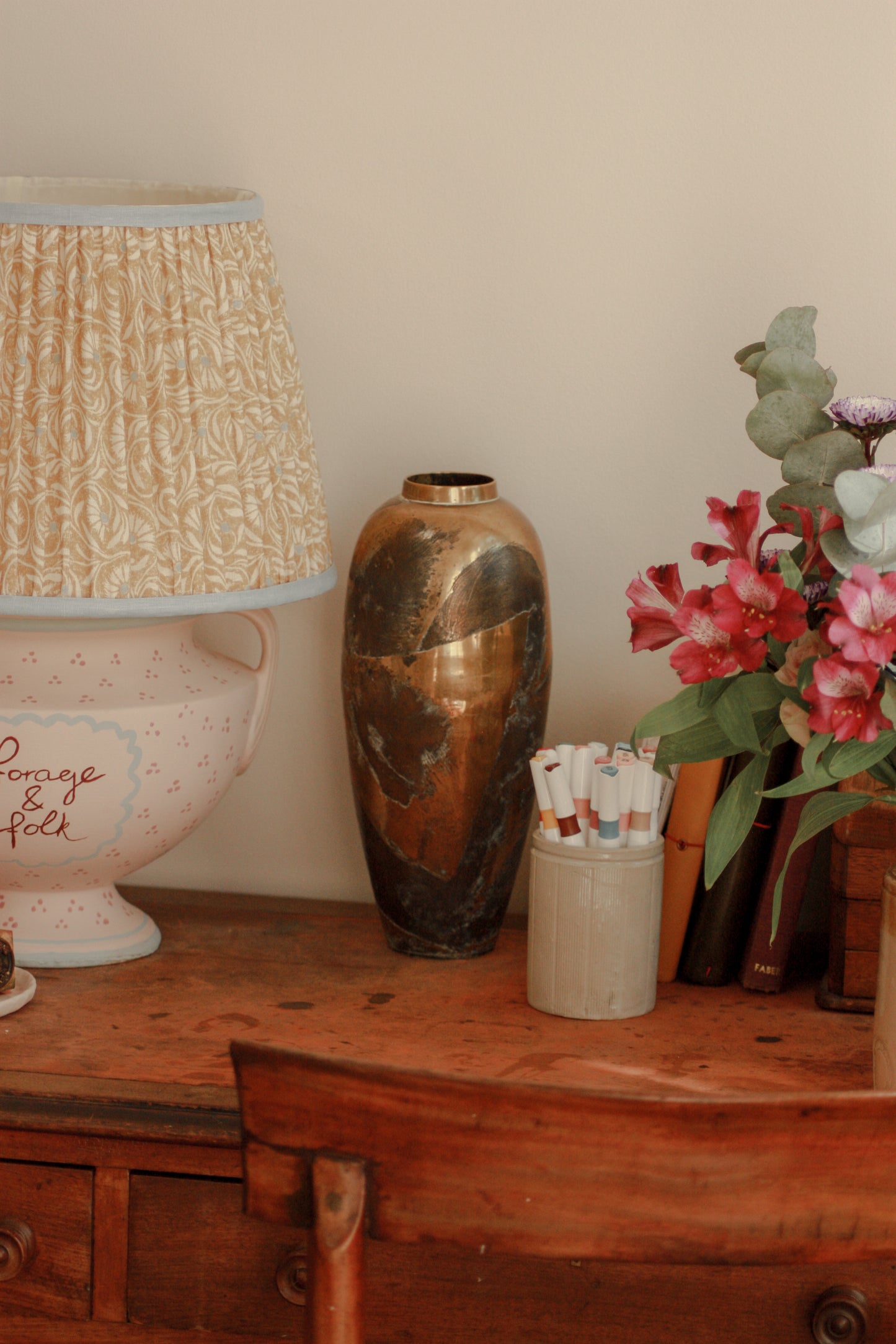 Vintage midcentury tall brass pot