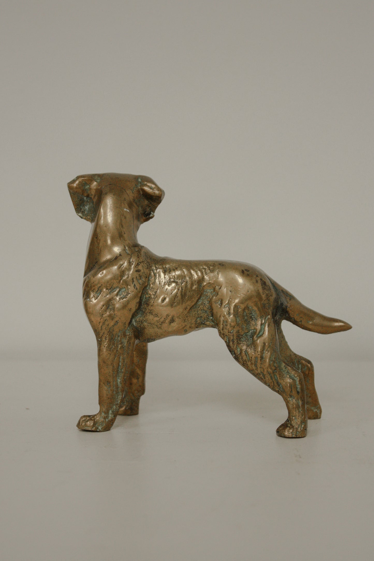 Vintage solid cast brass labrador