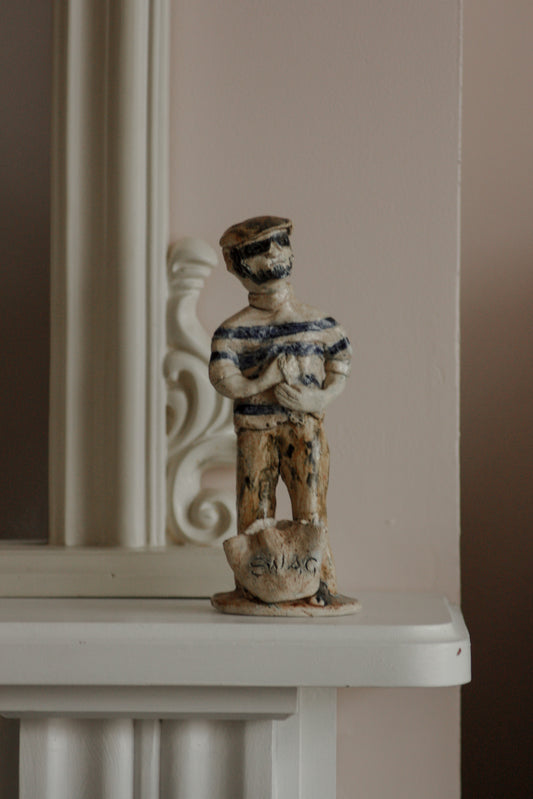 Naive folk art pottery sculpture - The Thief