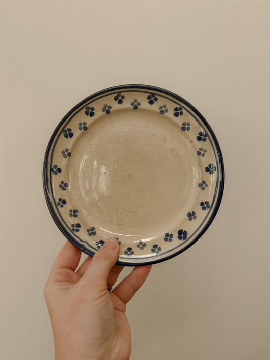 Vintage blue and cream studio pottery dish