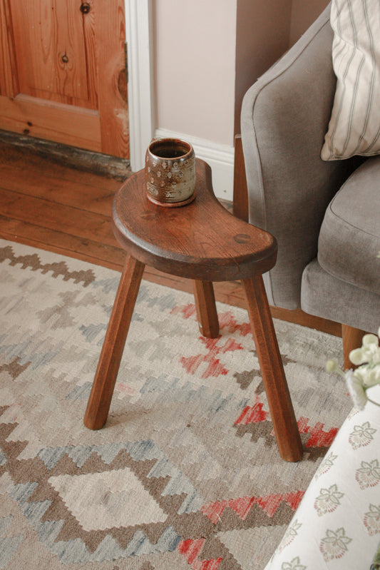 Vintage wooden stool - kidney bean seat