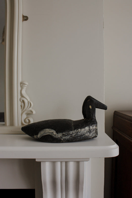 Vintage hand carved wooden decoy goose