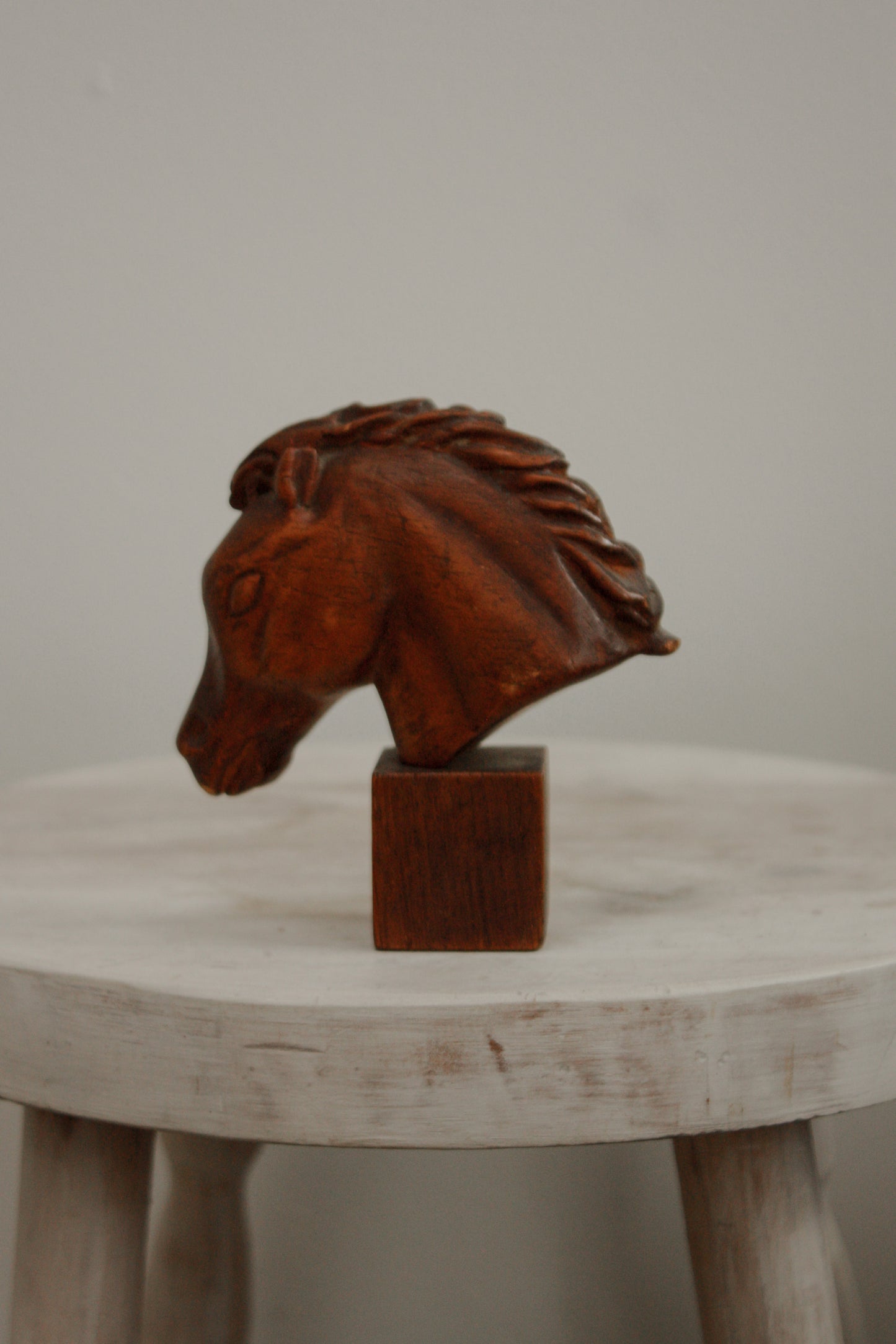 Vintage wooden hand carved horse sculpture