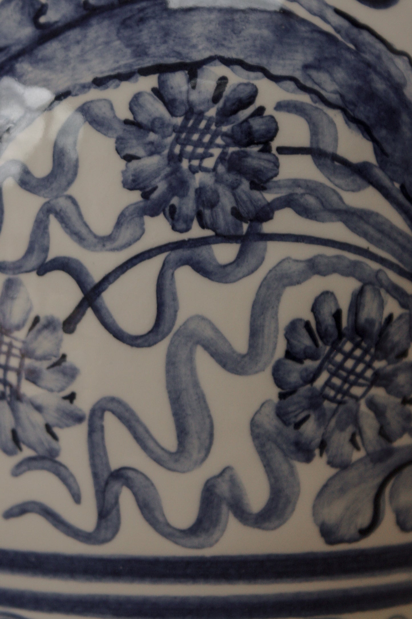 Vintage Mediterranean hand painted blue and white vase